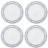 Linho Scalloped Round Coasters In White & Blue -Selected Home Goods Store 107WHB Linho Scalloped Round Coasters White Blue