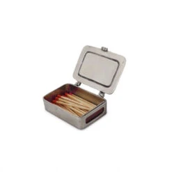 Match Pewter Matchbox W/ Striker & Matches
