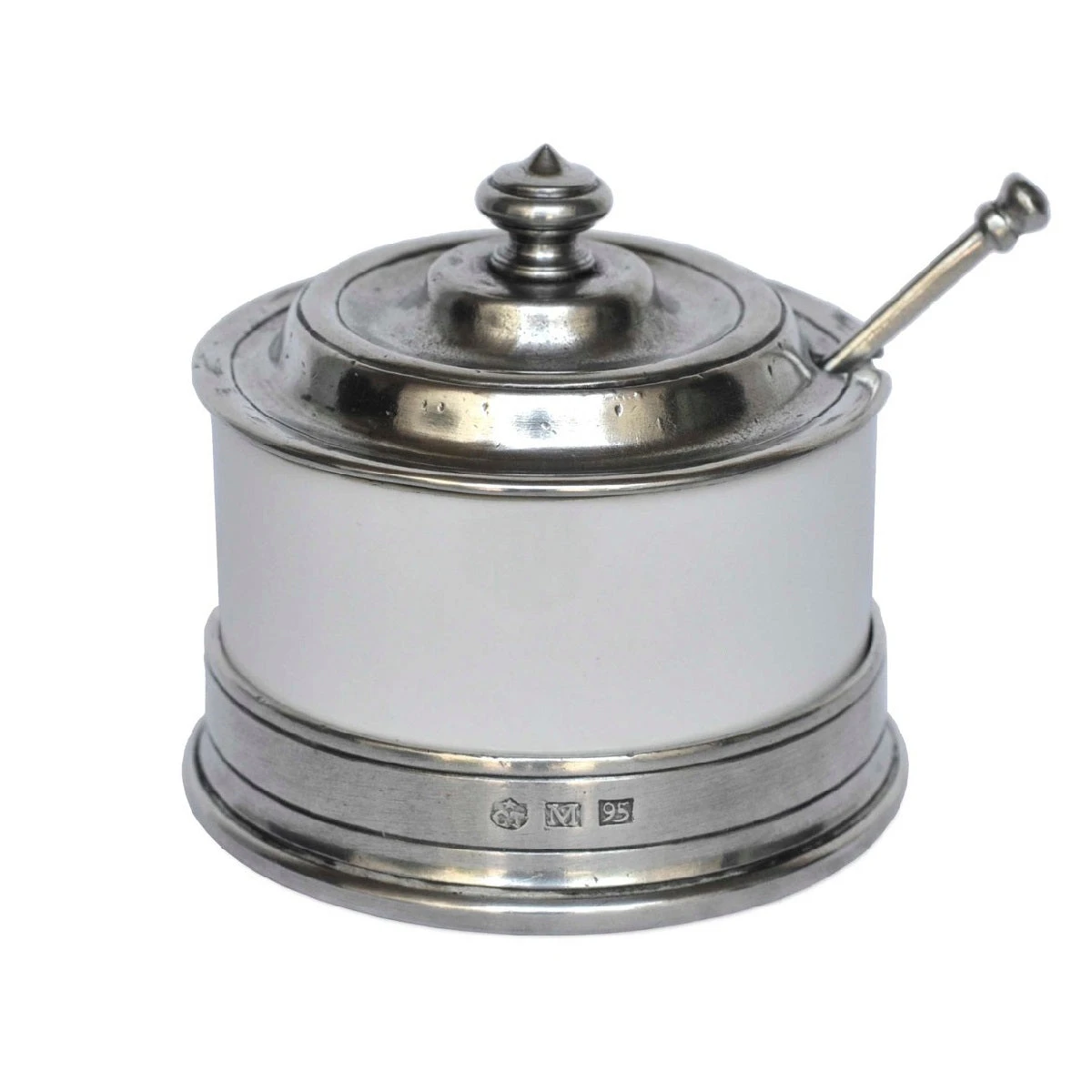 Match Pewter Convivio Jam Pot W/ Spoon 3 Match Pewter Convivio Jam Pot W/ Spoon