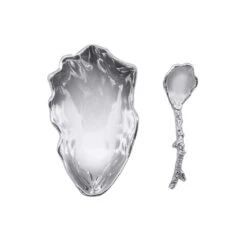 Mariposa Oyster Dish & Coral Salt Spoon