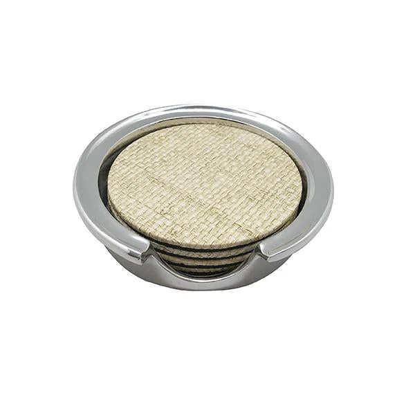 Mariposa Sand Faux Grasscloth Signature Coaster Set 3 Mariposa Sand Faux Grasscloth Signature Coaster Set