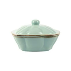 Vietri Italian Bakers Aqua Covered Casserole