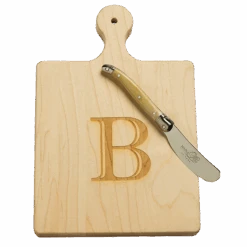 Monogram Maple Wood Artisan Cheese Board W/ Spreader