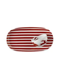 Caskata Peppermint Stripe Oval Tray -Selected Home Goods Store PeppermintStripe Sleigh SnackSet