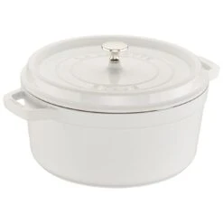 Staub 5.5QT Round Cocotte In White
