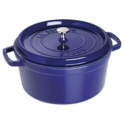 Staub 7QT Round Cocotte In Dark Blue