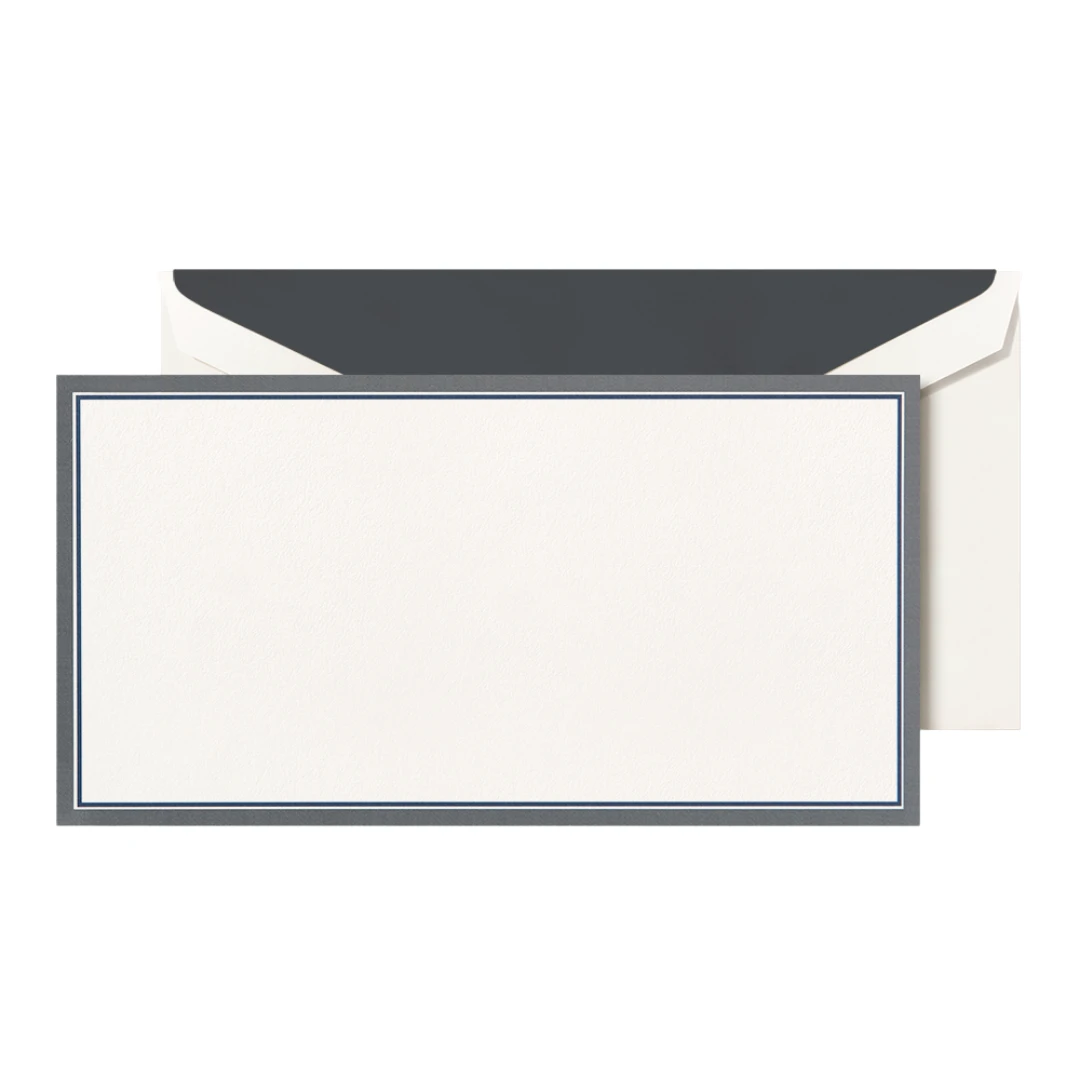 Crane & Co. Charcoal & Navy Border Monarch Cards 3 Crane & Co. Charcoal & Navy Border Monarch Cards