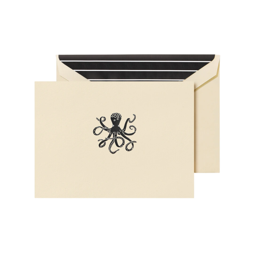 Crane & Co. Engraved Ecru Octopus Notes 3 Crane & Co. Engraved Ecru Octopus Notes