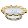 Annieglass Ruffle Gold Pedestal Cake Plate