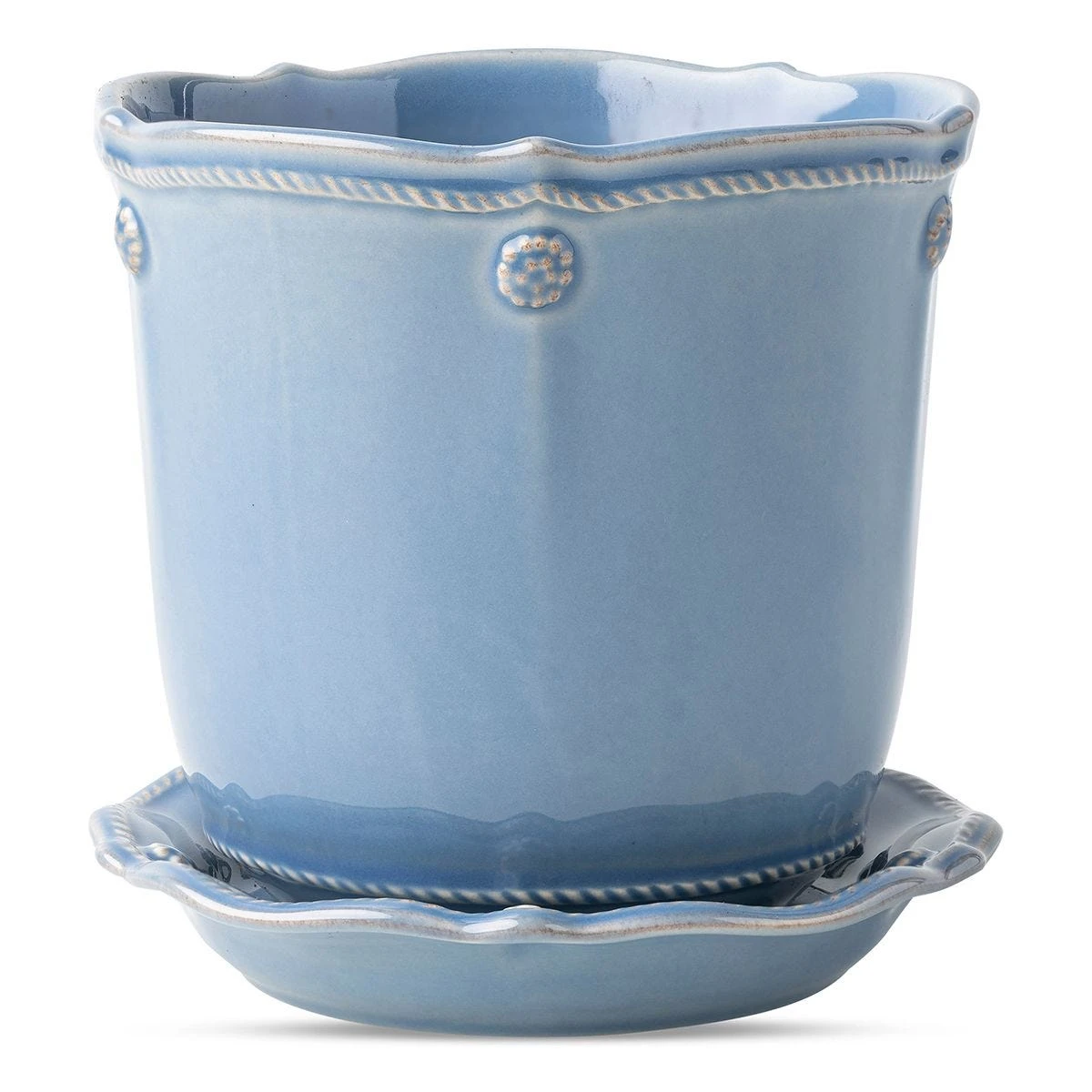 Juliska Berry & Thread Chambray Planter & Saucer 5.25" 4 Juliska Berry & Thread Chambray Planter & Saucer 5.25" - Image 2