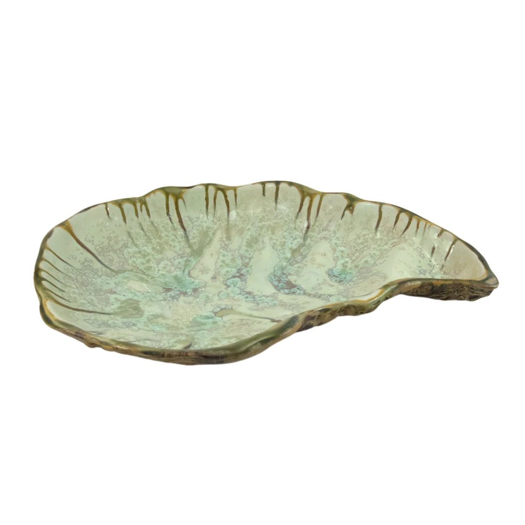 Ae Ceramics Oyster Series Select Platter In Mint & Tortoise 3 Ae Ceramics Oyster Series Select Platter In Mint & Tortoise