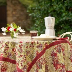 Winter Garden Red & Green Tablecloth -Selected Home Goods Store table cloth winter garden red green 3